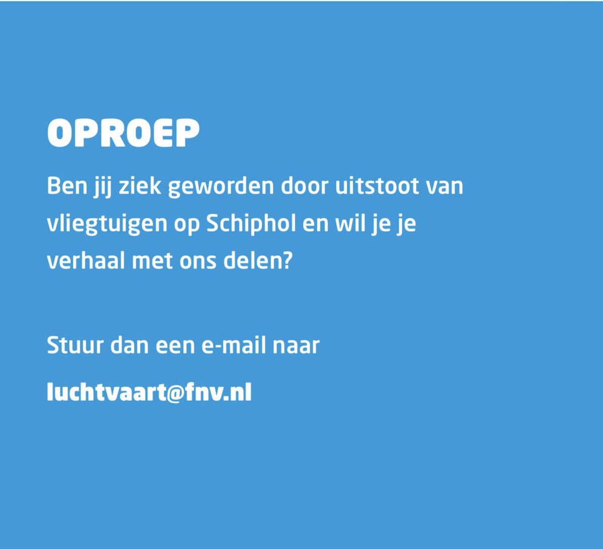JacquelineAvun's tweet photo. Oproep van FNV Luchtvaart: ‘Ben jij ziek geworden door werken in de uitstoot van vliegtuigen op Schiphol, deel je verhaal’

Meer info hier
https://t.co/3i6zpbZyHB

#fnvluchtvaart #schiphol #klm #transavia #viggo #swissport #menzies #aviapartner #dnata 
👇 https://t.co/oO6CLcHvvu