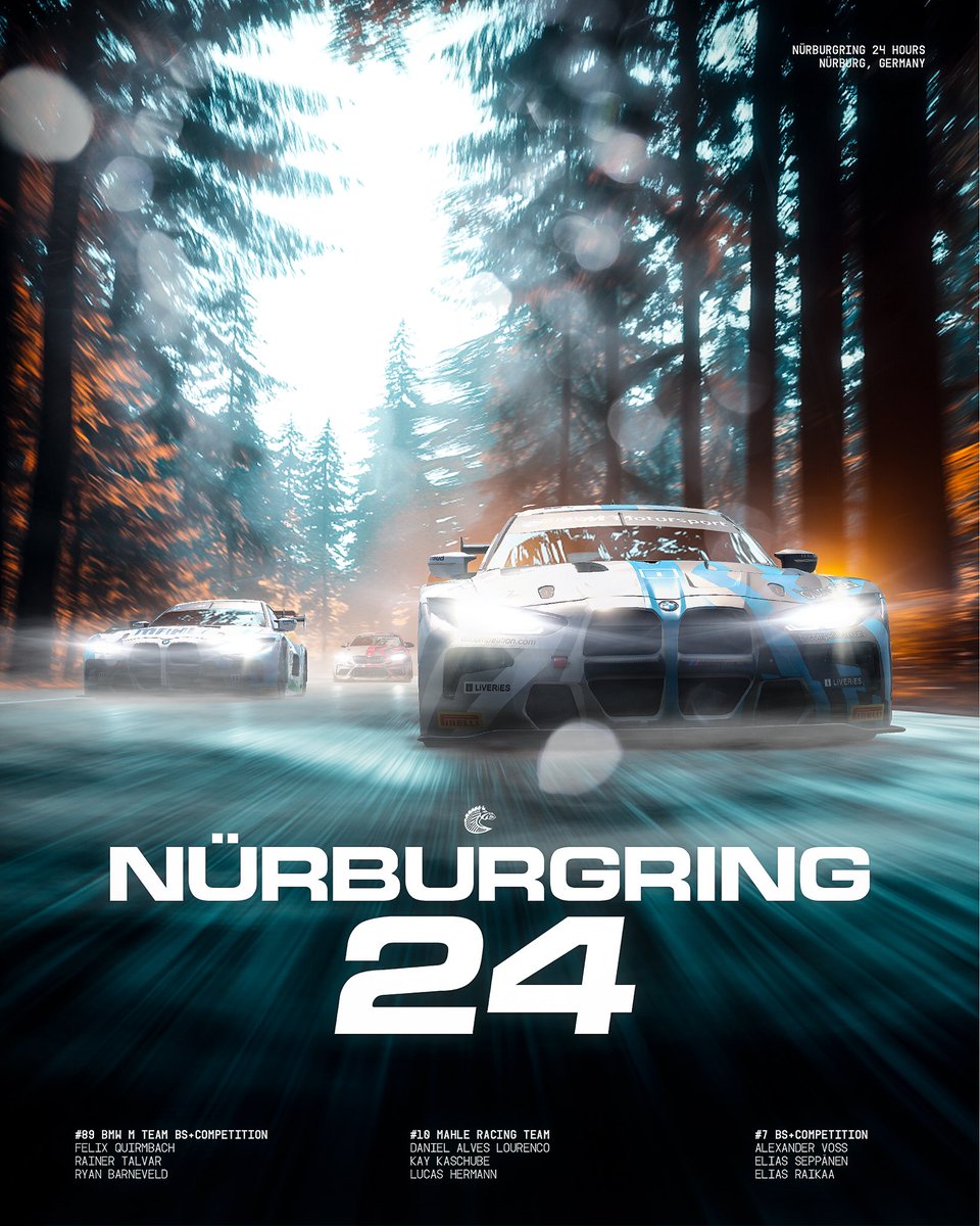 ⏱️ It's iRacing 24h Nürburgring time!
BMW M Team BS+COMPETITION &amp; MAHLE RACING TEAM take on the Green Hell with the BMW M4 GT3.

PLUS: a stacked trio in the BMW M2 CS Racing 🦓

📺 Live from 13:30 CEST: youtube.com/live/tZ_njZj3L…