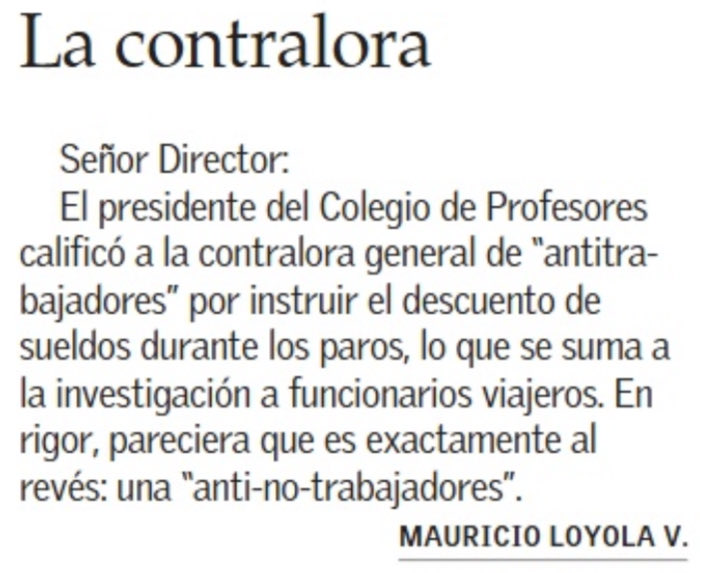 janomatusmc's tweet photo. @T13 Si el Colegio de Profesores dice que la Contralora es mala, quiere decir que es excelente para Chile.

¿ Alguien ha causado más daño a la Educación que ellos ? https://t.co/2YLHj9IK3j