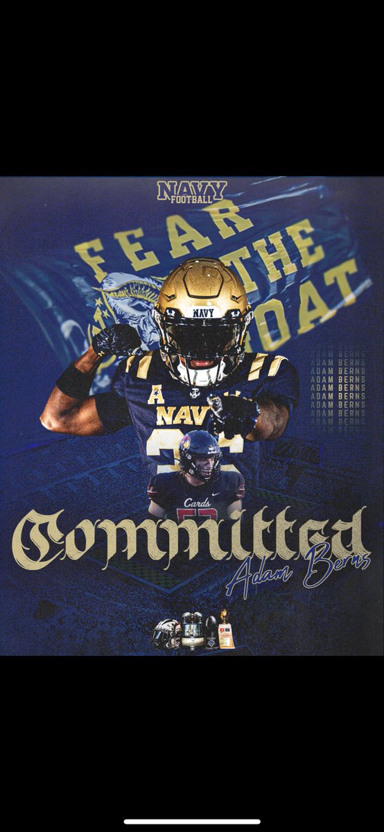 Adam Berns (@adamberns_2026) on Twitter photo First of all, all glory to the Lord Most High! After a great visit to Annapolis, I am proud to announce that I have committed to play football for the Naval Academy!! #RollGoats #GoNavy #BeatEveryone
<a href="/NavyFB/">Navy Football</a>
<a href="/_CoachNew/">🇺🇸 Brian Newberry ⚓️</a> <a href="/Drew_Cronic/">Coach Cronic @ Navy</a> <a href="/Jay_Guillermo57/">Coach Jay Guillermo</a>
<a href="/CoachBGunn/">Brady Gunn</a> <a href="/car20ruiz/">Carlos Ruiz Jr.</a> First of all, all glory to the Lord Most High! After a great visit to Annapolis, I am proud to announce that I have committed to play football for the Naval Academy!! #RollGoats #GoNavy #BeatEveryone
<a href="/NavyFB/">Navy Football</a>
<a href="/_CoachNew/">🇺🇸 Brian Newberry ⚓️</a> <a href="/Drew_Cronic/">Coach Cronic @ Navy</a> <a href="/Jay_Guillermo57/">Coach Jay Guillermo</a>
<a href="/CoachBGunn/">Brady Gunn</a> <a href="/car20ruiz/">Carlos Ruiz Jr.</a>