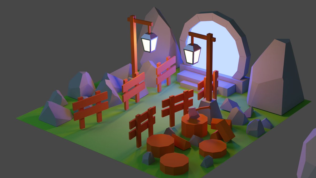 Added some color and more life to the scene and this is the final look before adding the effects! #threejsjourney #blender #progress
