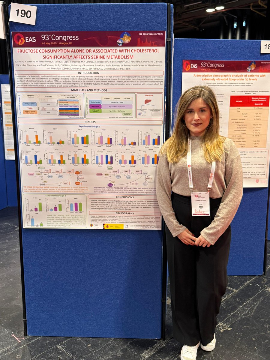 Carlos Bocos de Prada (@carlosbocosdep) on Twitter photo Dr Elena Fauste, researcher and lecturer at <a href="/USPCEU/">Universidad CEU San Pablo</a>, did present an excellent poster at the <a href="/EASCongress/">EAS Congress</a> #EASCongress2025 in Glasgow about maternal #fructose, #Westerndiet, #fetalprogramming and #Serine metabolism Dr Elena Fauste, researcher and lecturer at <a href="/USPCEU/">Universidad CEU San Pablo</a>, did present an excellent poster at the <a href="/EASCongress/">EAS Congress</a> #EASCongress2025 in Glasgow about maternal #fructose, #Westerndiet, #fetalprogramming and #Serine metabolism