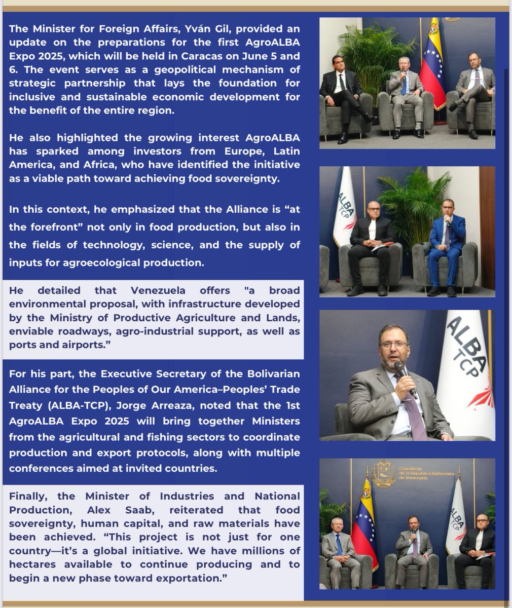 I Expo AgroALBA 2025, Caracas. 

La integración en lo alimenticio, económico y comercial.