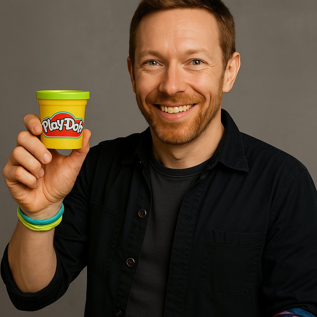 David mi hijo de 9 años invento el meme de "Cold-play-doh" y me pidió que le genere con IA para que se haga famoso 😂, aquí va