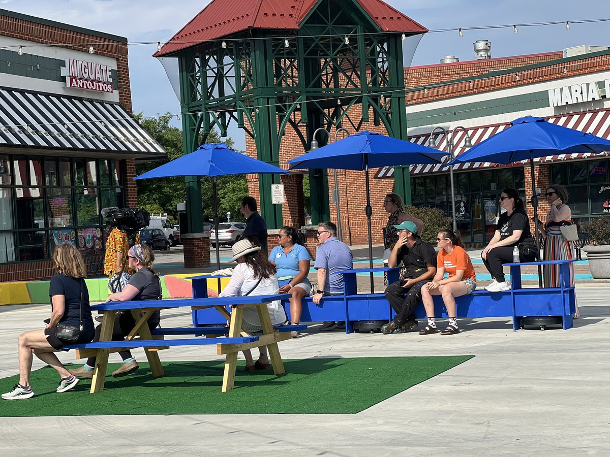 The Glen Burnie Better Plaza is open! In partnership with <a href="/TheBetterBlock/">The Better Block</a>, <a href="/AAEDC/">AA Econ. Dev. Corp.</a>, and <a href="/MDHousing/">Maryland Dept of Housing & Community Development</a>, we have temporarily transformed the Glen Burnie Town Center into a vibrant community gathering space that will be filled with farmers markets, concerts, and activities all summer.