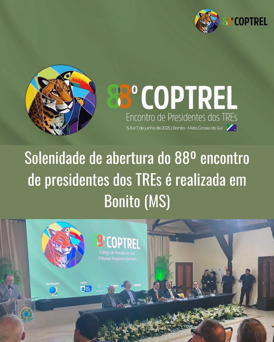 coptreloficial's tweet photo. O 88º encontro do Colégio de Presidentes dos Tribunais Regionais Eleitorais (Coptrel) foi aberto oficialmente, na noite de quinta (5), na cidade de Bonito (MS). https://t.co/j14qQOx8N0