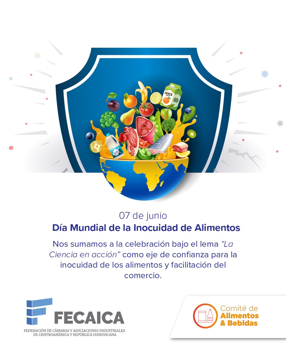 🌍 Hoy celebramos el Día Mundial de la Inocuidad de los Alimentos.
Desde FECAICA nos sumamos bajo el lema “La ciencia en acción”, pilar de confianza en la inocuidad alimentaria y el comercio seguro.
Comité de Alimentos &amp; Bebidas #FECAICA