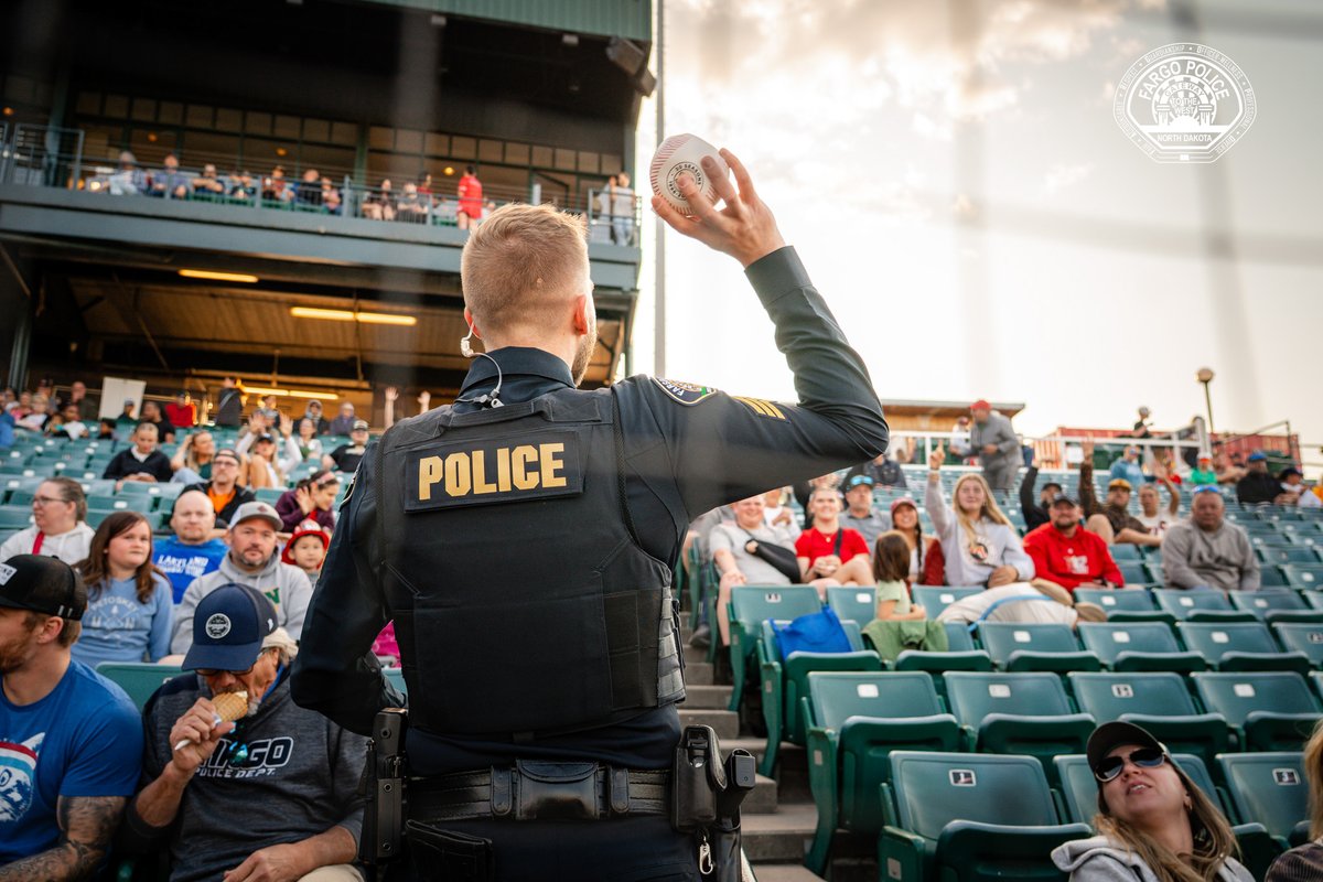 FargoPolice's tweet photo. We were honored to take part in "A Fargo Salute to Public Service" on Tuesday, June 3, alongside @thecityoffargo and @FMRedHawks.
This special event celebrated the incredible work of City staff and highlighted how #LocalGovWorks to serve our community every day. The #FargoPD was pleased to play a big role in the evening’s festivities.
Our night at the ballpark included an on-field swear-in ceremony of our newest police officers — a moment made even more meaningful surrounded by community support. Before the national anthem was sung by our friends from Slamabama, members of the FPD Honor Guard and City staff helped unfurl a large American flag, provided by @EllingsonCo, in centerfield, setting a powerful tone for the evening.
During the game, our officers helped young fans cross the finish line during the Race to the Rescue and assisted in throwing our special baseballs and Fargo t-shirts between innings. Our new FPD Trikkes also made their debut as we escorted the RedHawks Ground Crew in style.
Thank you to The City of Fargo, the RedHawks and everyone who came out for a memorable night celebrating service, teamwork and community pride.