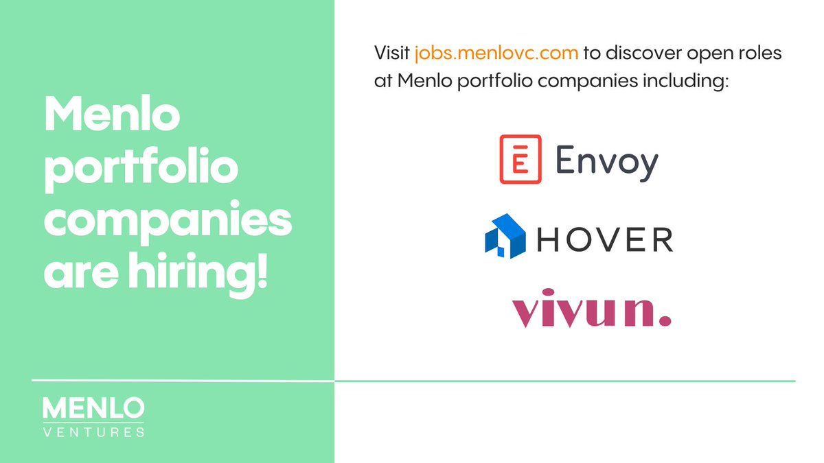 Y2Kandace's tweet image. ✨#NowHiring ✨
Ready to be part of something transformative? These companies are disrupting the status quo: @envoy, @HOVER3D, and @Vivun_Inc.
They're also looking to hire individuals that are energized by solving complex problems. Discover more at mnlo.vc/Careers.