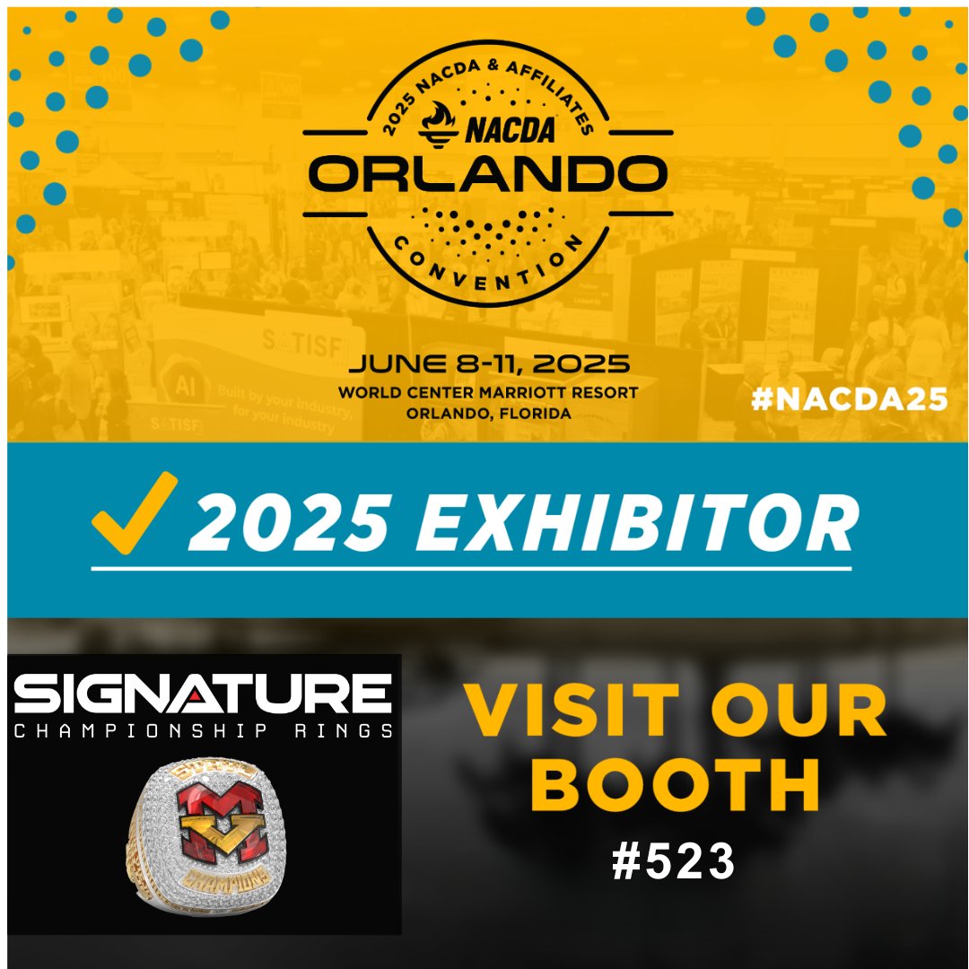 📣 Headed to NACDA 2025 in Orlando? So are we! 🎉Come see us at Booth 523 on June 9–10 during the NACDA &amp; Affiliates Convention! 🏆

Bethany and Lindy are excited to connect &amp; talk championship moments. Let’s celebrate your success! ☀️💍
#NACDA25 #RingSZN