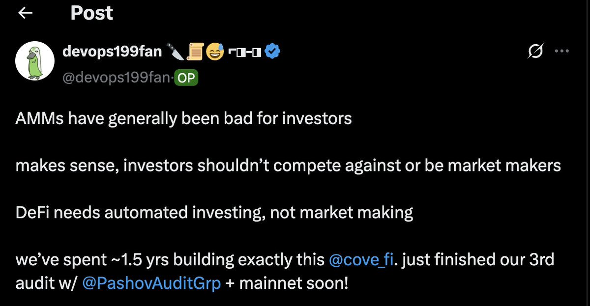 .<a href="/cove_fi/">Cove</a> is the solution for liquidity providers

automated investing, not market making - no LVR

we're just getting started with coveUSD ~8% APY