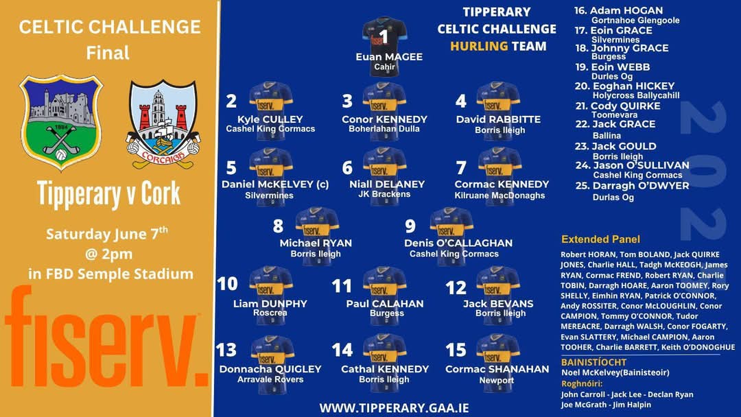 ColáisteDúnIascaigh (@colduniascaigh) on Twitter photo Best of luck to <a href="/ColDunIascaigh/">ColáisteDúnIascaigh</a> student Euan Magee who lines out with Tipperary in their Celtic Challenge All Ireland Final tomorrow in FBD Semple Stadium at 2pm 💙💛
<a href="/TipperaryETB/">Tipperary Education and Training Board</a> Best of luck to <a href="/ColDunIascaigh/">ColáisteDúnIascaigh</a> student Euan Magee who lines out with Tipperary in their Celtic Challenge All Ireland Final tomorrow in FBD Semple Stadium at 2pm 💙💛
<a href="/TipperaryETB/">Tipperary Education and Training Board</a>
