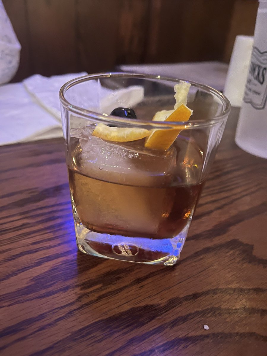 Smoked Maple Old Fashion with Black Walnut bitters at Whiskey Dicks in Wichita Ks.  ⭐️ ⭐️ ⭐️ ⭐️ ⭐️