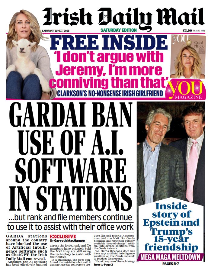 Saturday's front page