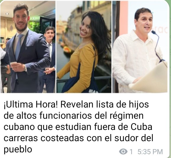Se filtran detalles de una amplia lista de hijos de funcionarios del Estado de #Cuba que estudian es universidades de elite en el mundo, con el dinero malversado del pueblo cubano.