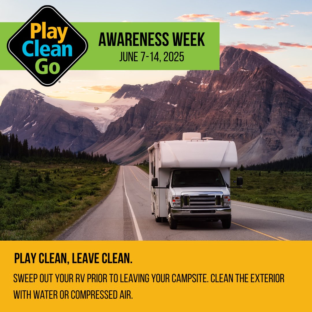 ABInvasives's tweet image. RV there yet?🚐 Don’t let your home-on-wheels bring home more than memories!

Before leaving your site:
🧹Sweep out seeds &amp;amp; bugs hiding in mats &amp;amp; corners
💦Spray down RV, trailer &amp;amp; off-road vehicles
🚫Away from storm drains &amp;amp; waterways

📍 Icefields Parkway
#PlayCleanGoWeek