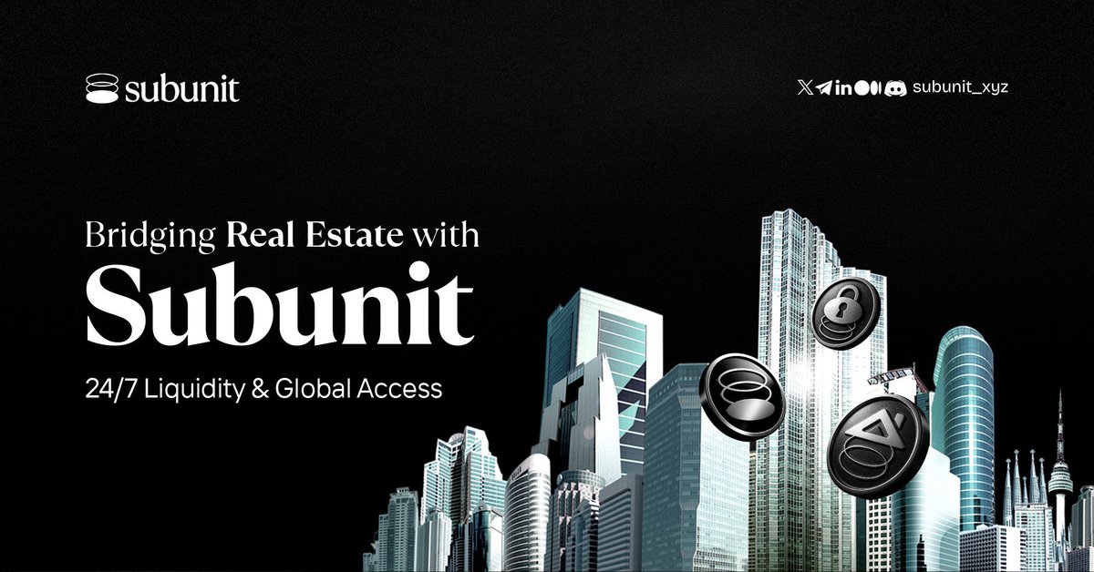 nerdydruskii's tweet image. 11/
Subunit is unlocking trillions in real estate value — making it accessible, tradable, and governed by the people.

This is just the beginning.
Follow along as I explore deeper mechanics next.

@Subunit_xyz #Subunit #SubsquadOGs #SubunitSubvault