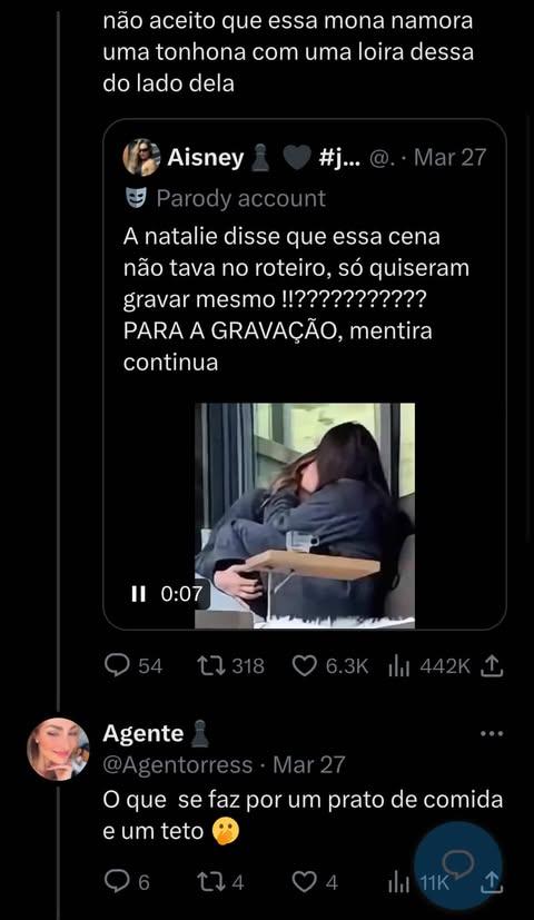 Quem fomenta a narrativa de que a Nat é interesseira é o próprio fandom. Então por qual motivo vocês exigem que a Marcella venha a público defender a Nat desses ataques? Defender elas de vocês que se diziam fã?