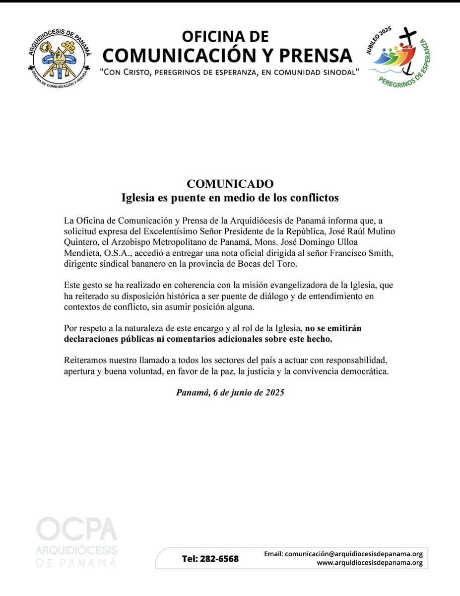 Religiosos actúan como puente en negociación entre Gobierno y bananeros
panamaendirecto.com/religiosos-act…