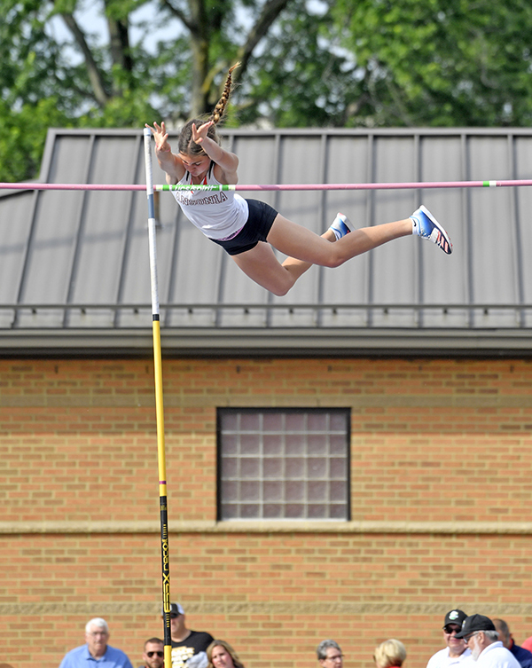 Congrats to Ansonia's London Reichert who Pole Vaulted 12' to earn 2nd place at the State Track meet.