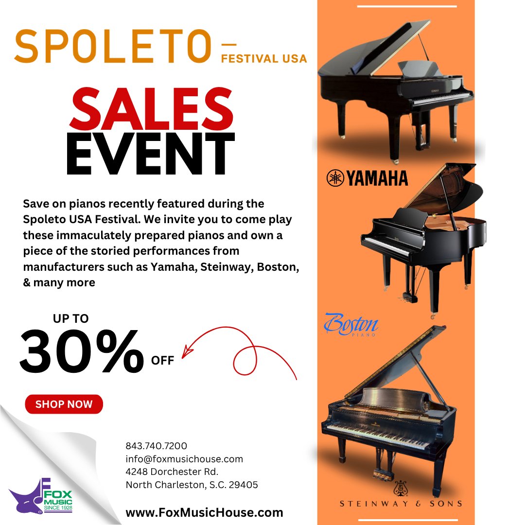 Don't Let Spoleto End, save on your performance piano! - mailchi.mp/foxmusichouse/…