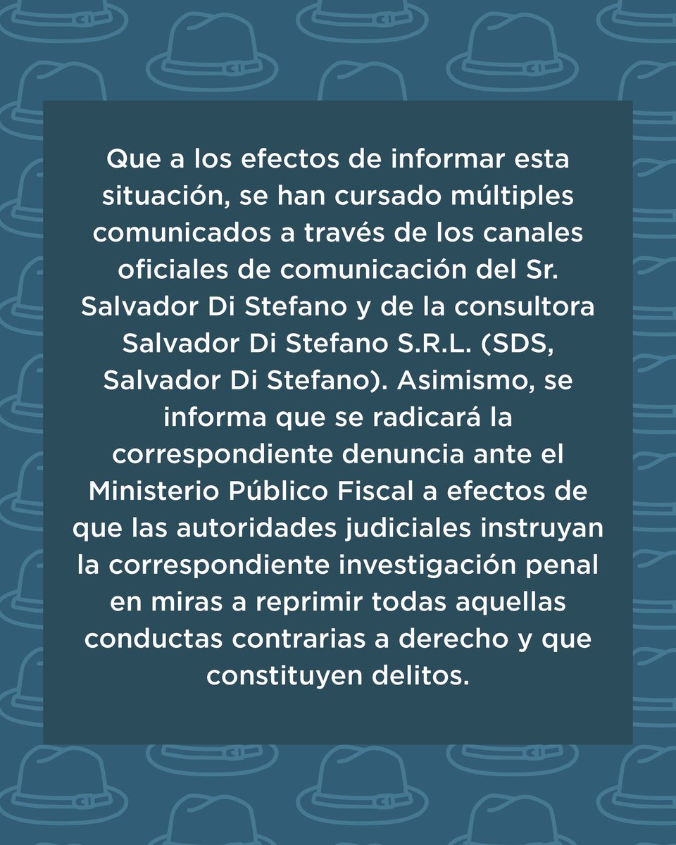 SalvaDiStefano's tweet image. 📣 COMUNICADO IMPORTANTE
Parte 2
Detectamos la existencia de cuentas y grupos falsos que usan ilegalmente el nombre e imagen de Salvador Di Stefano y de nuestro equipo para ofrecer falsas oportunidades de inversión.
🚫 Estas cuentas NO nos representan. Están cometiendo delitos…