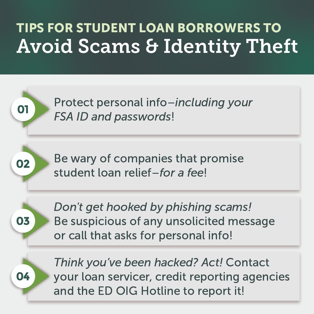 Know someone who has a student loan? Help them keep their personal info safe! Share this post to spread the word about how to avoid student loan scams!