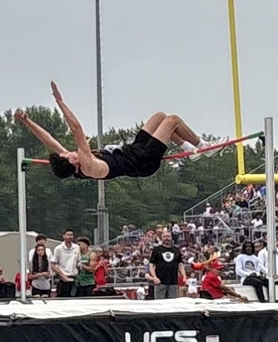 Chesterton's Nolan Johnston comes this close to clearing 7 feet and is state high jump runner-up with 6-11 in the high jump in his first year of track and field. INCREDIBLE!