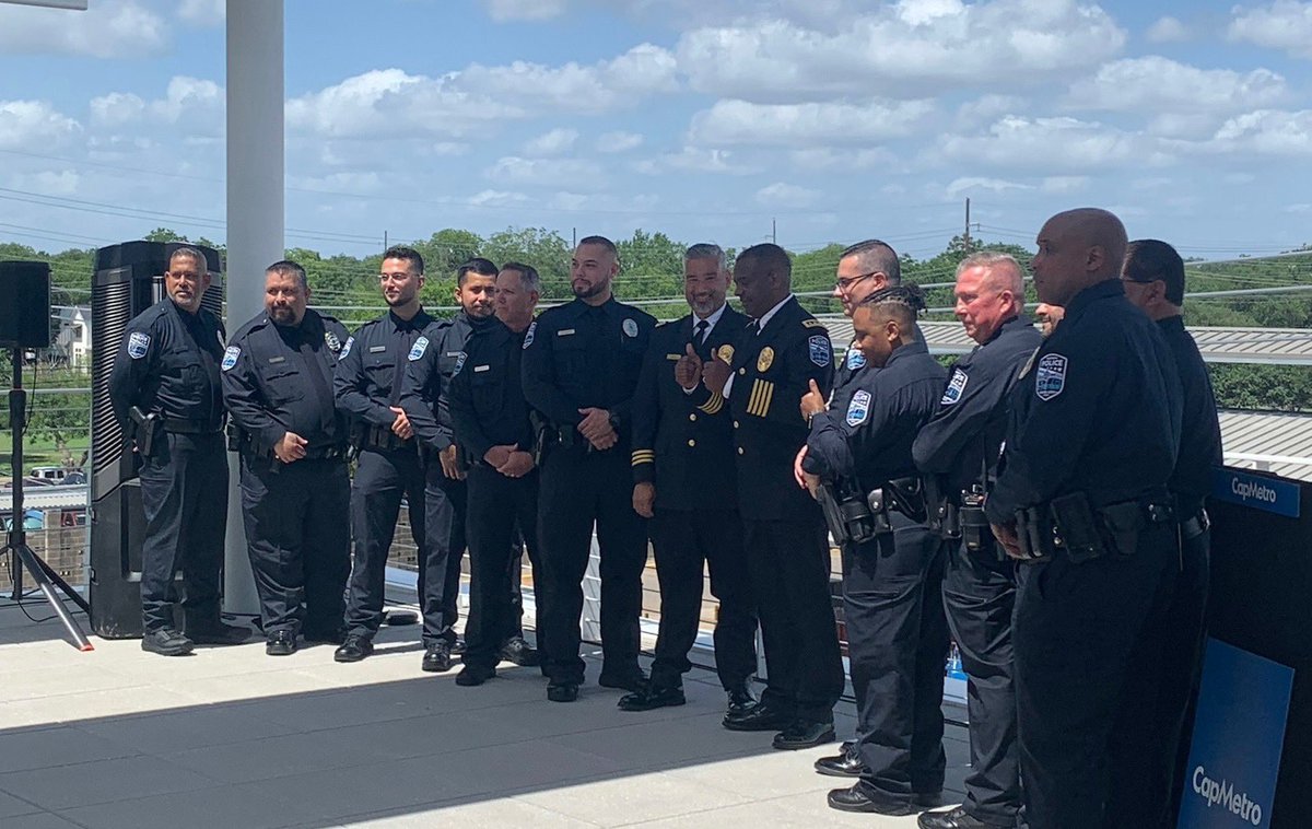 Congratulations to Chief Robins and Assistant Chief Rose on officially swearing in twelve new members to the <a href="/CapMetroATX/">CapMetro</a> Transit Police Department! 

Looking forward to the partnership, as we all work together to keep our communities safe.