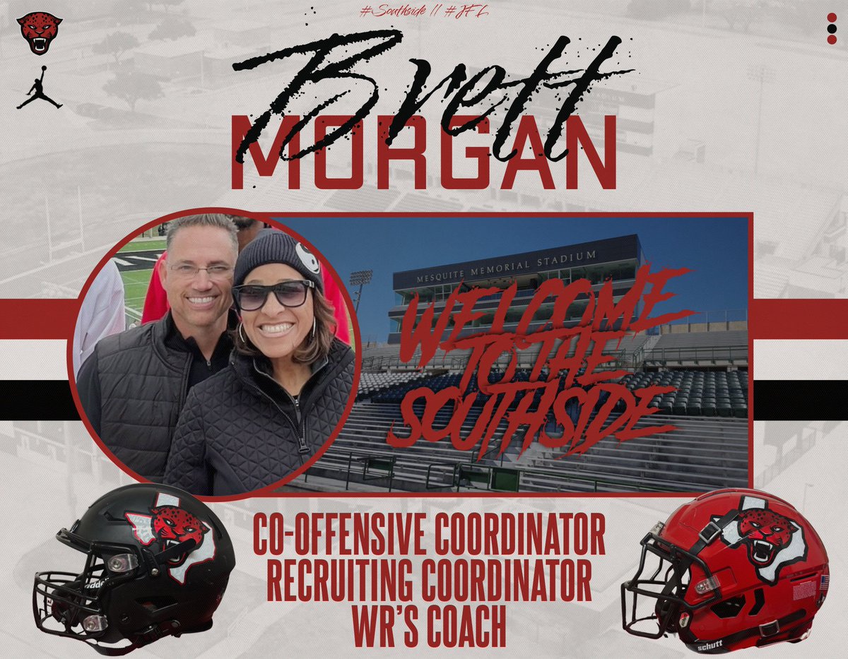 Coach Hughes (@coach_hughes2) on Twitter photo WELCOME TO THE SOUTHSIDE!! Another big-time hire for the Jags!
Coach Morgan brings a proven track record of developing college-level WRs. He’s energetic, a true kid magnet, and relentless when it comes to helping athletes reach the next level. <a href="/CoachB_Morgan/">Coach Morgan</a>
#Southside🐆 l #JFL WELCOME TO THE SOUTHSIDE!! Another big-time hire for the Jags!
Coach Morgan brings a proven track record of developing college-level WRs. He’s energetic, a true kid magnet, and relentless when it comes to helping athletes reach the next level. <a href="/CoachB_Morgan/">Coach Morgan</a>
#Southside🐆 l #JFL