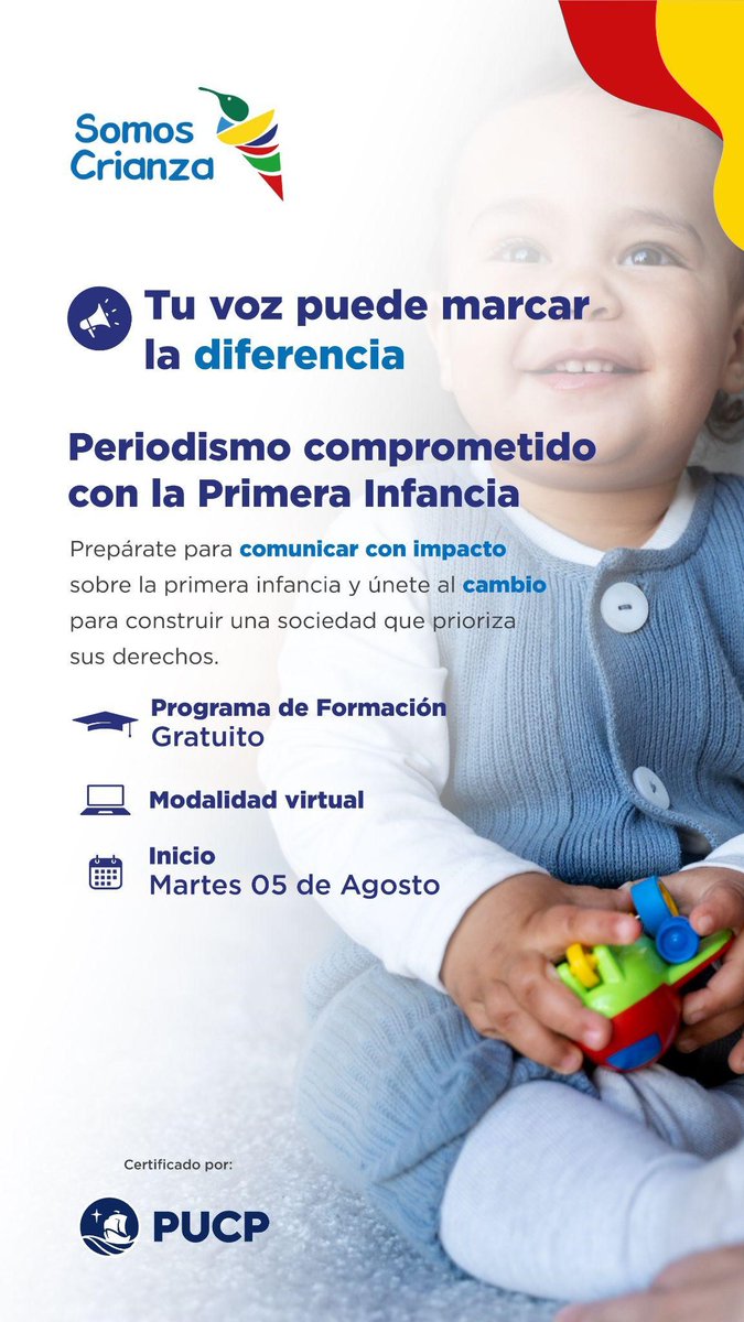 🎓 ¿Eres periodista, editor o comunicador?
¡Este curso es para ti! 🗞️

🖥️ 100% virtual | 🌎7 países | 📃 Certificación: Pontificia Universidad Católica del Perú <a href="/PUCP/">PUCP</a>
✨ Masterclasses
🤝 Red internacional
👶 #PrimeraInfancia al centro

📅 Inicia: 5 de agosto
🚨¡Inscríbete antes
