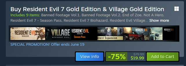Beneryz's tweet photo. shoutout to dogdillon for letting me know resident evil games are on sale #WillBePurchasing 👀 https://t.co/bFW26i6g8v