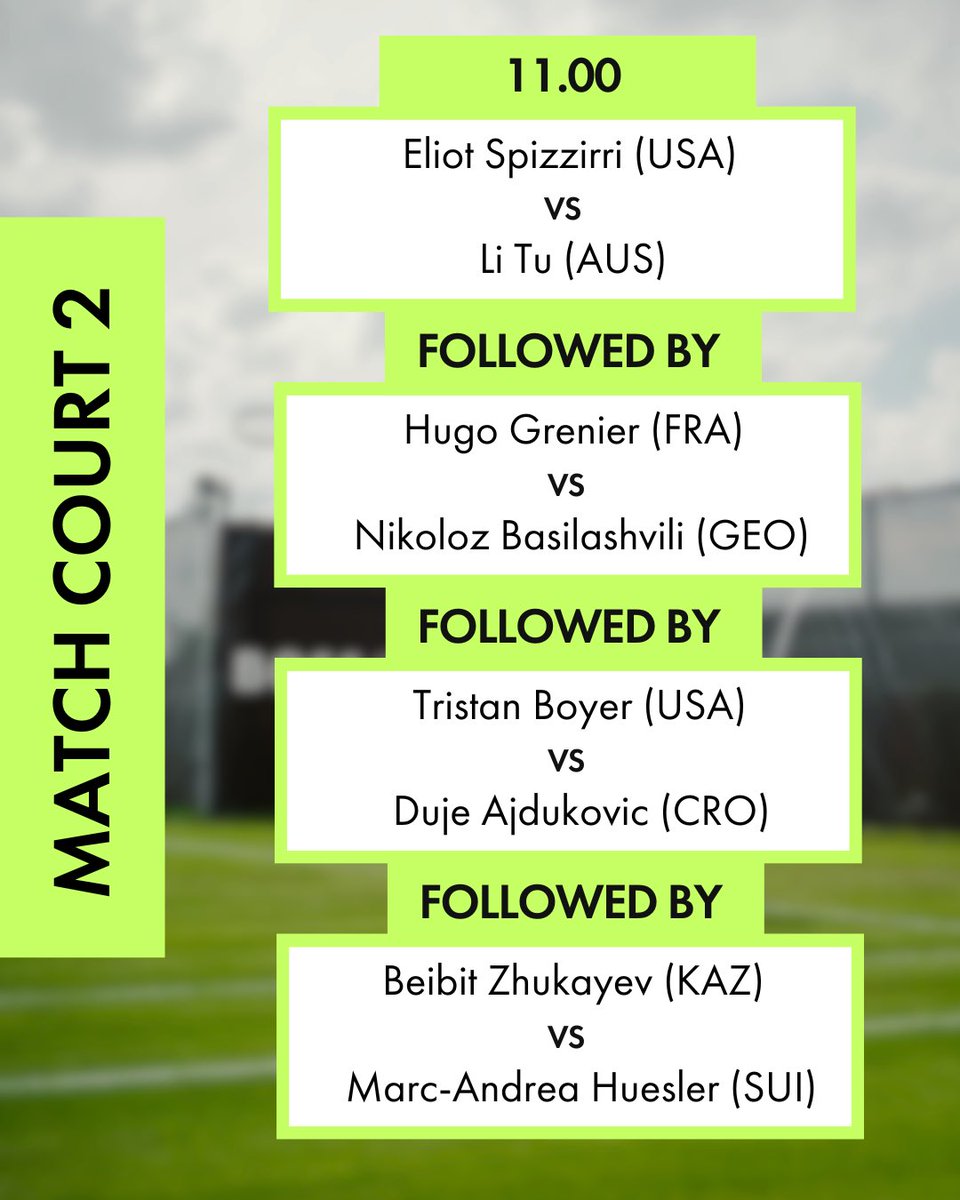 Today‘s Order of Play 🗒️

#BOSSOPEN #atptour #atp #stuttgart #tennis