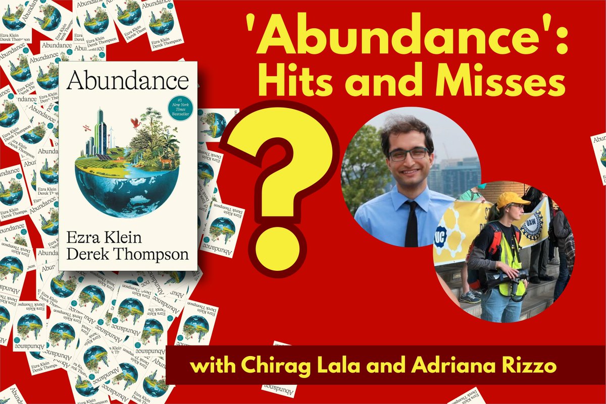 The Henry George Program (@henrygeorgepgm) on Twitter photo New ep! We join the abundance of discourse on 'Abundance' with a discussion with <a href="/CtheLala/">Chirag Lala</a> of <a href="/PubEnterprise/">Center for Public Enterprise</a> and Adriana Rizzo of <a href="/calelectricrail/">Californians for Electric Rail</a>, etc
What does it miss, and why is its conception of politics so incomplete?
LISTEN >>>>>>>>> seethecat.org/ep/2025-06-05.… New ep! We join the abundance of discourse on 'Abundance' with a discussion with <a href="/CtheLala/">Chirag Lala</a> of <a href="/PubEnterprise/">Center for Public Enterprise</a> and Adriana Rizzo of <a href="/calelectricrail/">Californians for Electric Rail</a>, etc
What does it miss, and why is its conception of politics so incomplete?
LISTEN >>>>>>>>> seethecat.org/ep/2025-06-05.…
