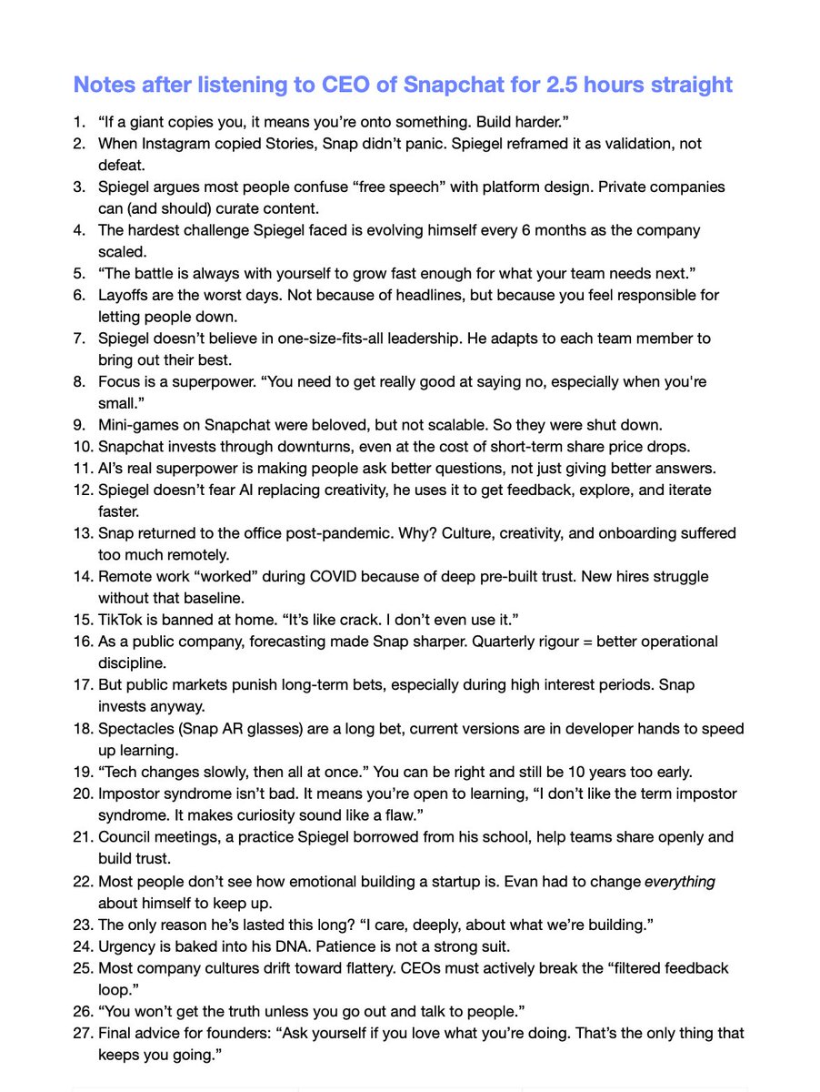 Snapchat CEO literally dropped a masterclass on how to build a $13B company from scratch