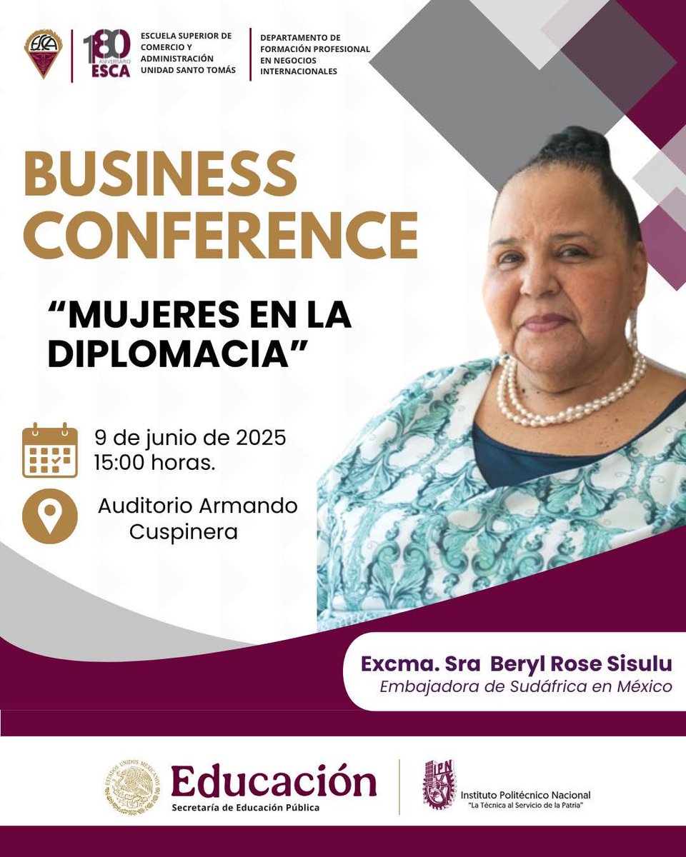 La Licenciatura en Negocios Internacionales estamos list@s para recibir a la Embajadora de Sudáfrica en México en nuestra  Escuela.