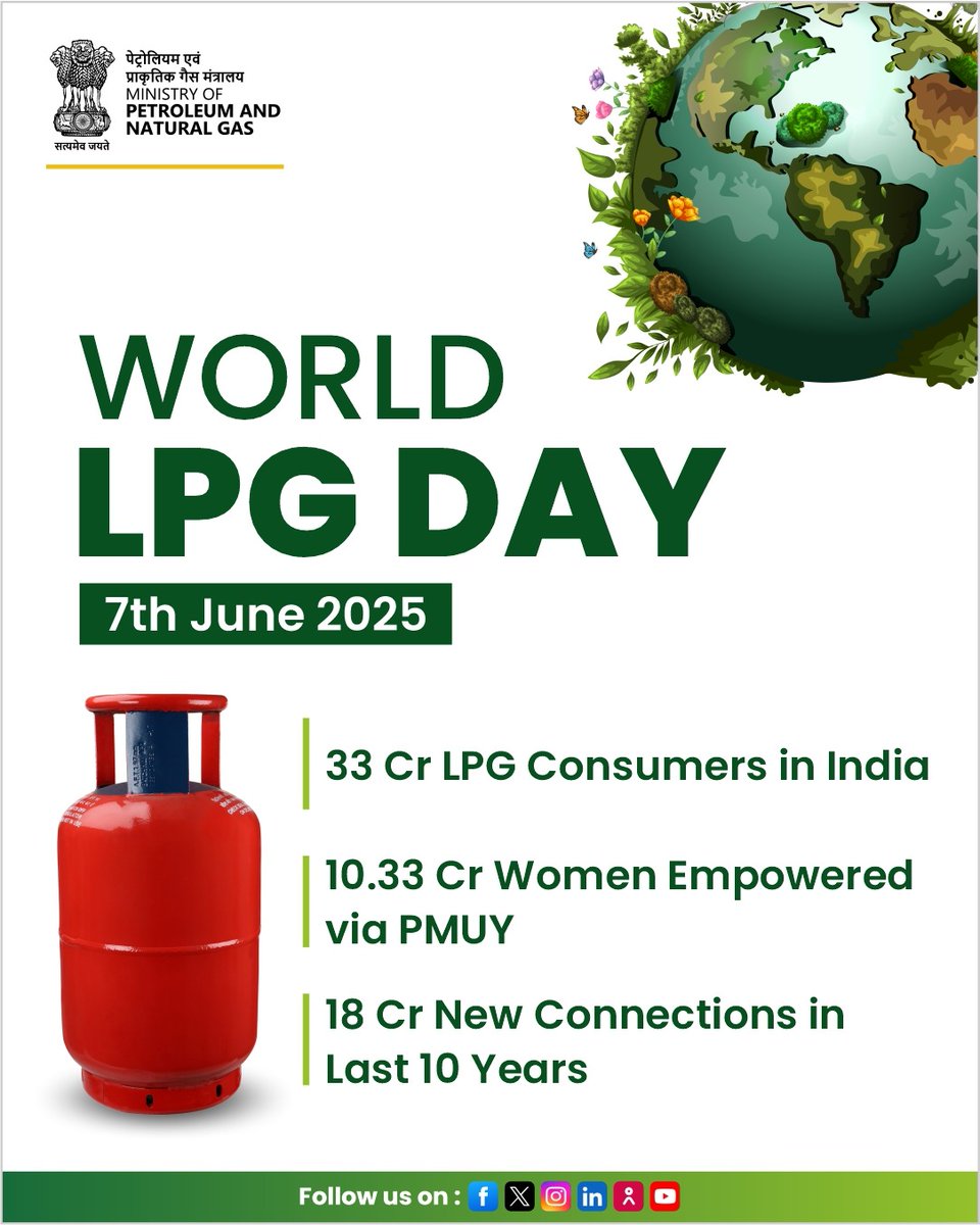 From kitchens in remote villages to high-rise apartments in cities — #LPG has silently powered a cleaner, healthier way of life for around 33 crore households across India. It’s not just fuel, it’s freedom from smoke, saved time, and health. With over 18 Cr connections in the