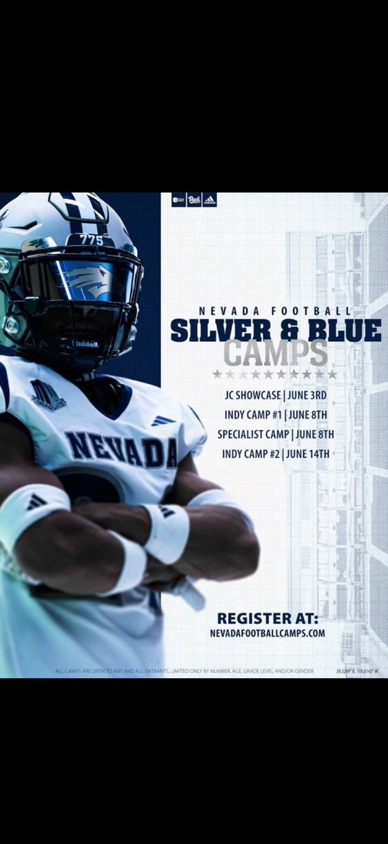 I will be attending <a href="/NevadaFootball/">Nevada Football</a> camp Sunday 6/8 #Wolfpack🐺#NevadaFootball <a href="/CoachGilbertson/">David Gilbertson</a> <a href="/coachprice80/">James Price</a> <a href="/NV_Dmehra/">Devansh Mehra</a> <a href="/BJ_Robrtsn/">BJ Robertson</a> <a href="/TomNitao/">Tom Nitao</a> <a href="/maxx_hoff/">Max Hoffman</a> <a href="/evans_antoine/">Coach Antoine Evans</a>