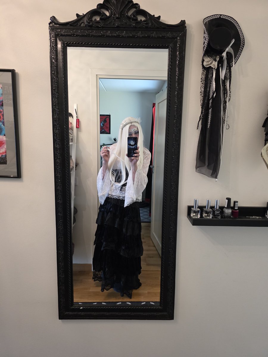 My Ice Goth Makeup Look version inspired by Adem. 
Accessories my diy.
Mesh top is made by me.
Skirt is thrifted. 
Belt and wig from Shein. 

#icegothlook #icegoth #whitegothlook #Eldergoth #goth #Gothyoutuber #generationX #over50 #NotaPhase #beyourself