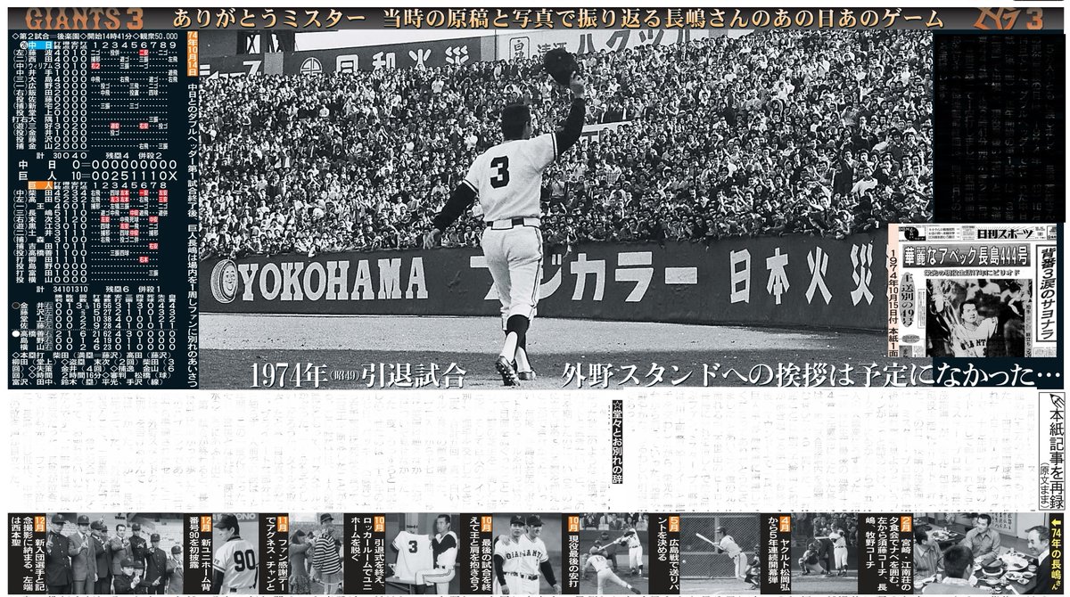 本日7日は長嶋茂雄さん追悼連載最終回でしたが、日刊スポーツでは6月3