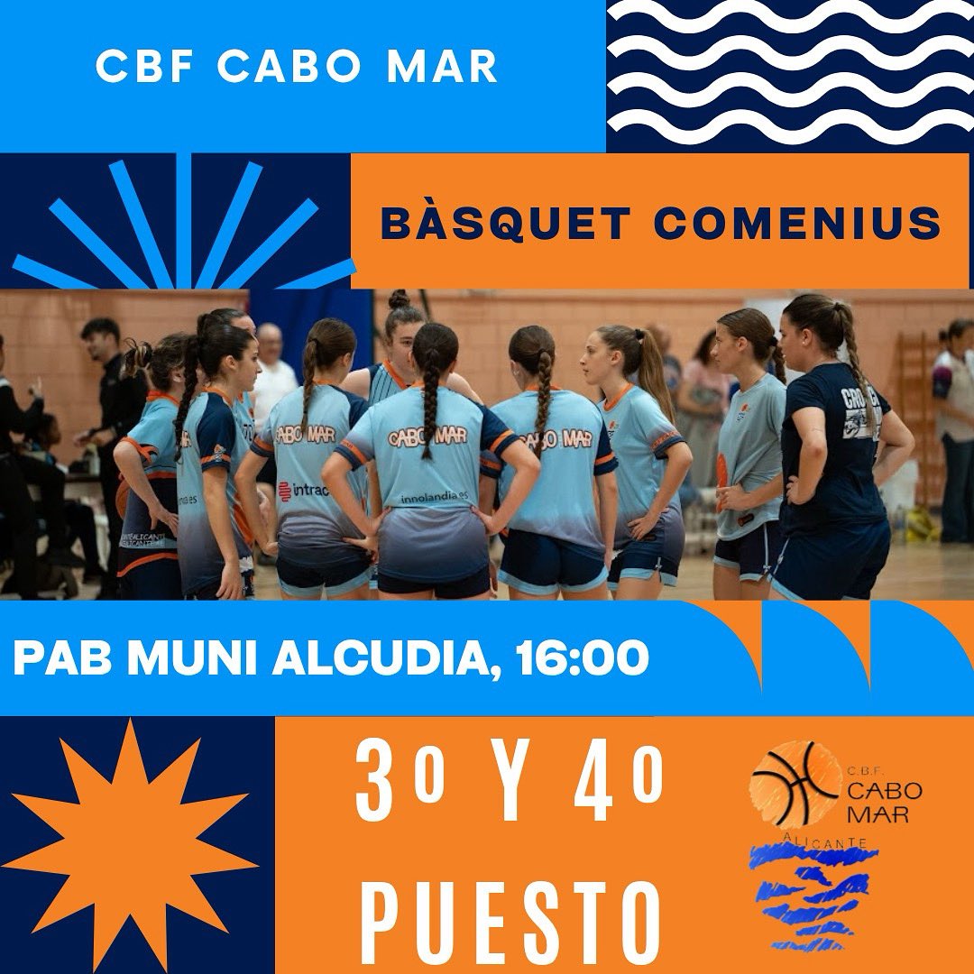 ¡Partidazo a la vista! 🔥 Nuestro Sénior Autonómico se juega este sábado algo más que el 3º y 4º puesto frente a Bàsquet Comenius… ¡también está en juego el ASCENSO a Nacional! 🏀💥

📍 Pabellón Municipal de Alcudia
🕓 16:00h

Es el momento de darlo TODO. 

¡Vamos CABO MAR! 💙🧡