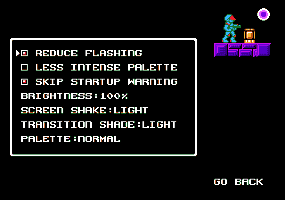 In terms of accessibility, I also like these photo sensitivity options I put in the game. An option to go and set them shows up before the game starts when it's first loaded up.
#indiedev #gamedev #metroidvania #Steam