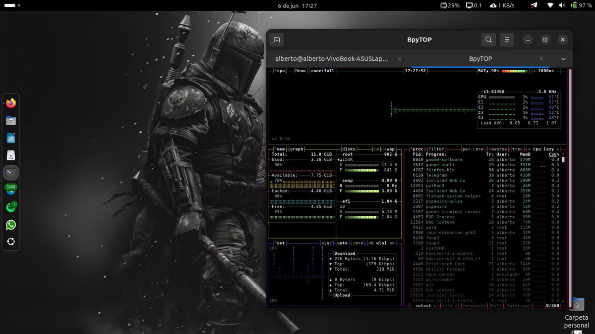 JuanBeto928's tweet image. #ViernesDeEscritorio #EscritorioGNULinux @wallsbyjfl Probando la 25.04 con el i3 de 8th gen @4Sentinell