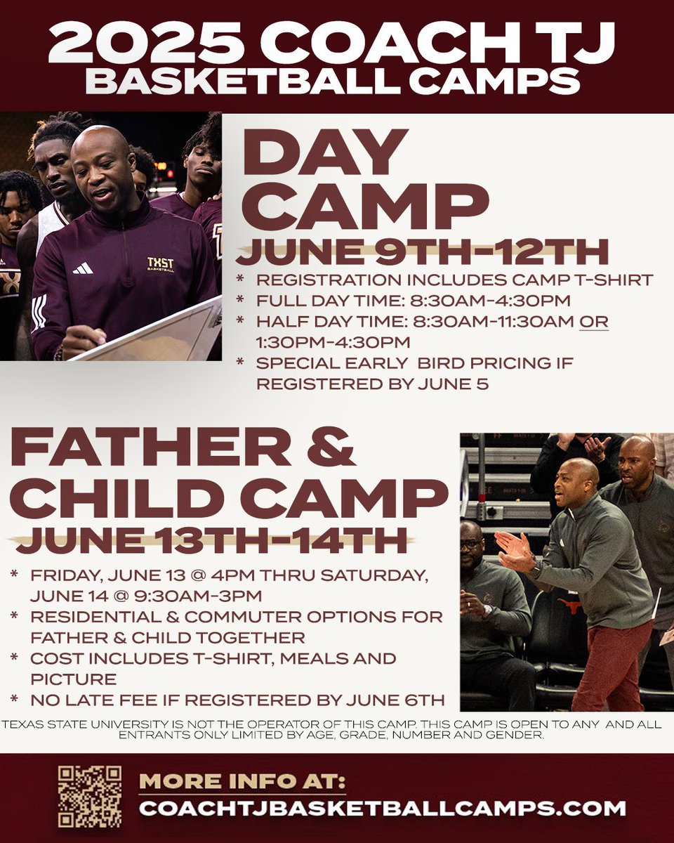 I will be at Texas State Monday, Tuesday, and Wednesday for their camp!