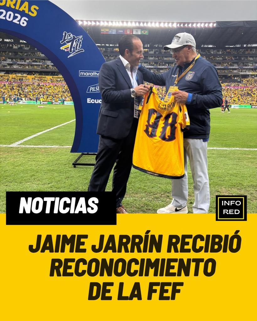 El reconocido periodista deportivo, Jaime Jarrín, recibió una camiseta de <a href="/LaTri/">La Tri 🇪🇨</a> por parte del presidente de <a href="/FEFecuador/">FEF 🇪🇨</a> Francisco Egas previo al partido ante Brasil en las eliminatorias sudamericanas.

#EliminatoriasSudamericanas
                    instagram.com/p/DKk_Tt_sN2N/…