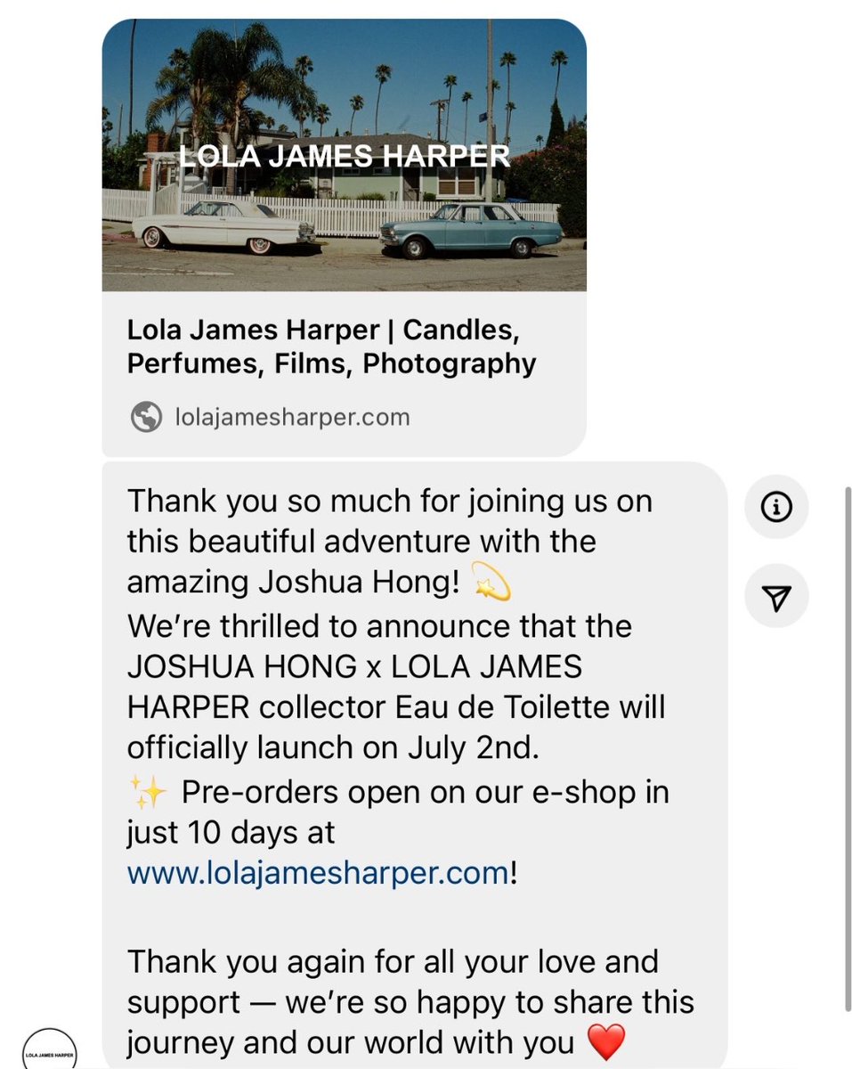 so there will be an upcoming JOSHUA X LOLA JAMES HARPER Eau de Toilette perfume?? 😍 #조슈아 #JOSHUA 

it’s possible that pre-order will open in 10 days on their website, and it will officially launch on July 2! 

cr. m.weibo.cn/detail/5174715…