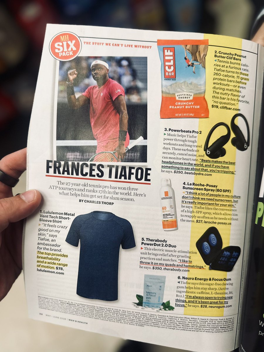 charlesthorp's tweet image. If you’re passing by a newsstand, book store or airport this weekend look for our @MensHealthMag issue with @JalenHurts.
Back of the issue I also have a piece with tennis beast Francis Tiafoe (@FTiafoe).
