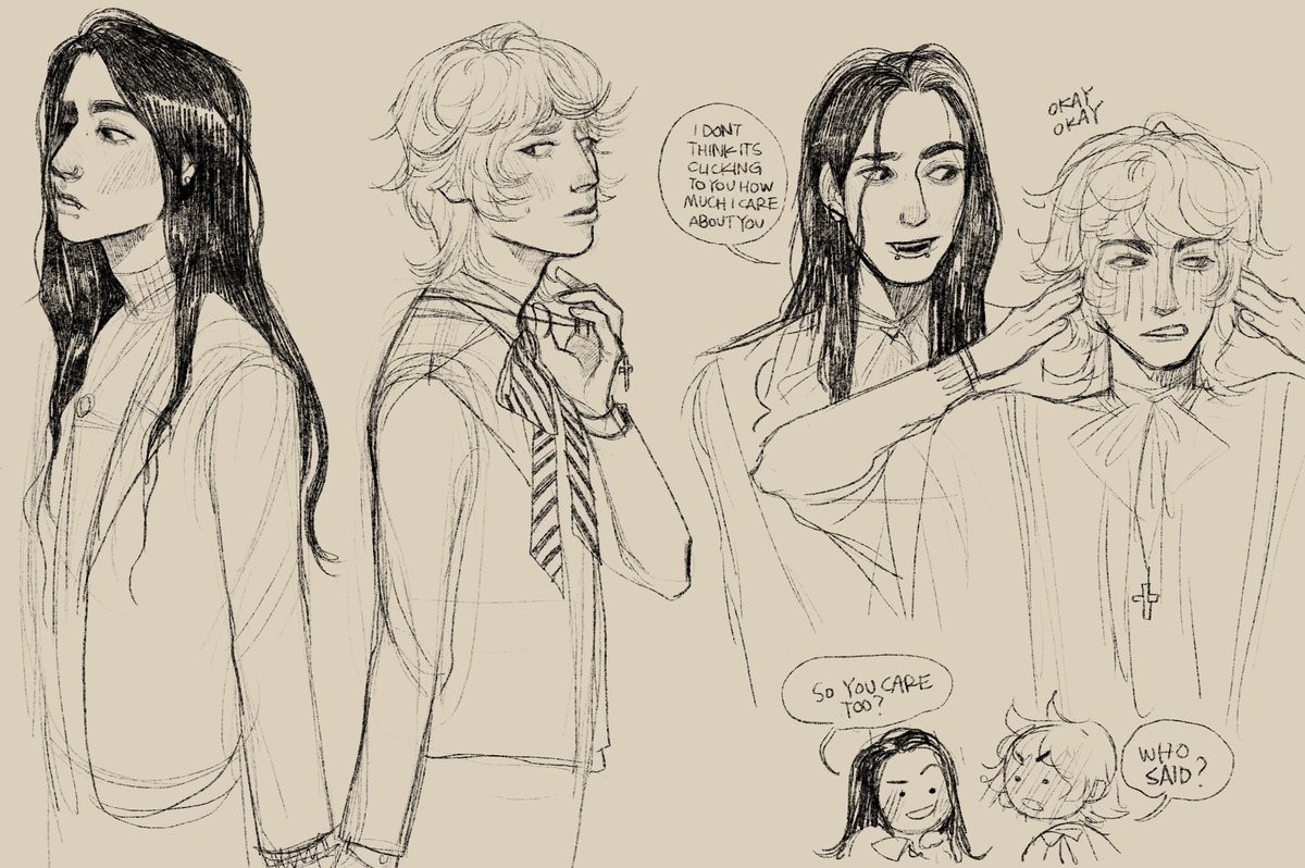 My ocs being cuties because it’s pride month and these two are queer.