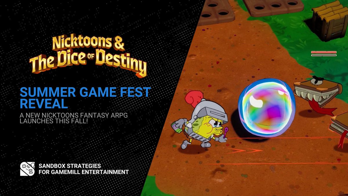 Embark on an epic quest in Nicktoons &amp; The Dice of Destiny, revealed today at Summer Game Fest! Watch the first trailer &amp; bonus showcase of SpongeBob's epic gameplay!

Requests: sbx.gg/nicktoonsdiceo…
Trailer: youtu.be/MDsGI19Owe8
SpongeBob Showcase: youtu.be/EuhsbDnEHSk