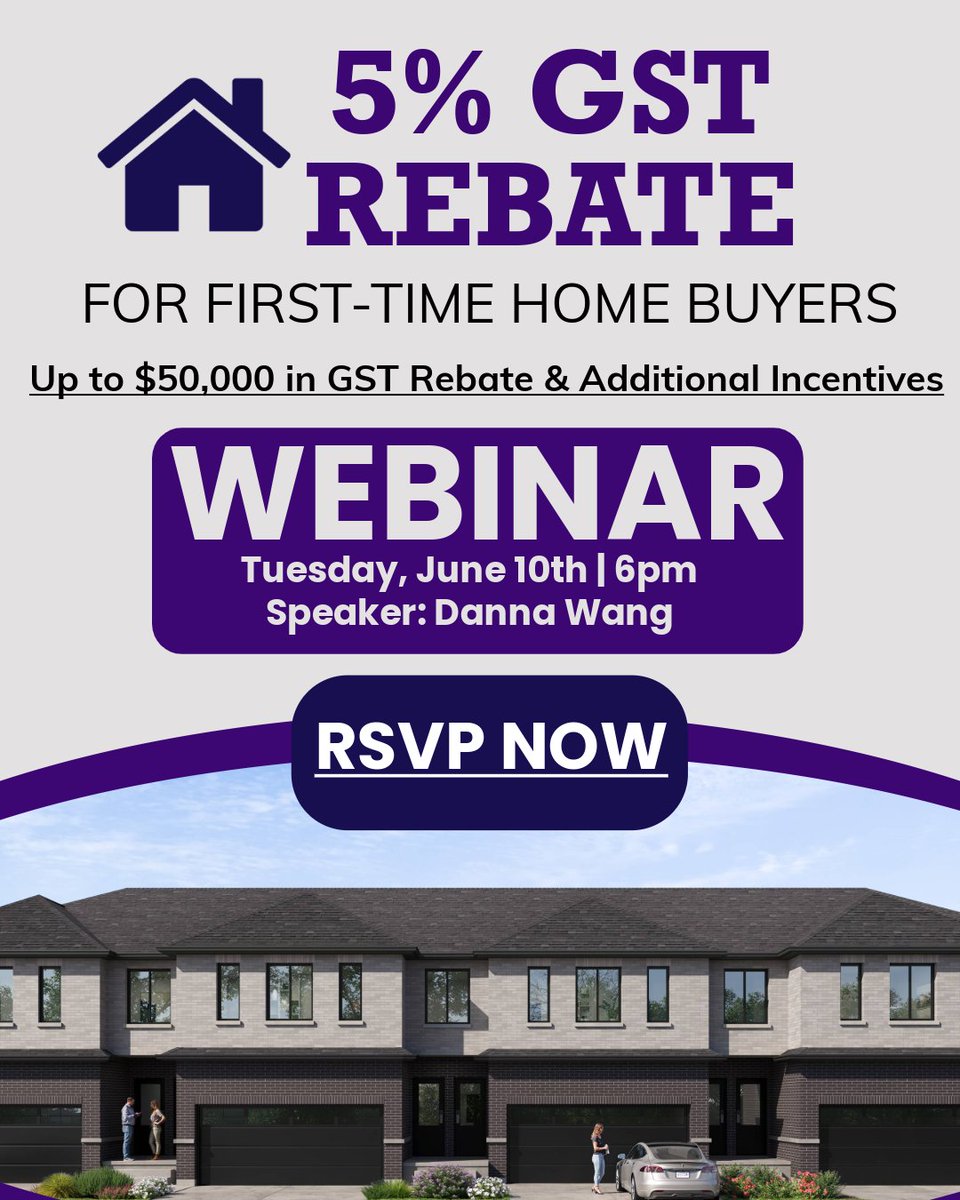 NOCDevelopment's tweet image. 🏡 Buying your first home?
Join our FREE webinar Tuesday @ 6PM and learn how to buy with as little as 5% down — plus unlock up to $50,000 in GST rebates.
📍Live via Zoom
🔗 RSVP: nocdevelopment.com/first-time-hom…
#firsttimehomebuyer #gstrebate #newhome